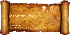 Mingesz Irma névjegykártya